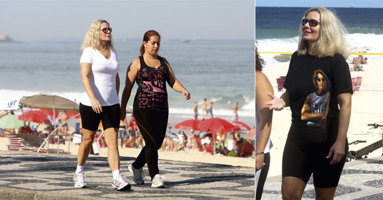Vera Fischer se exercita no Leblon