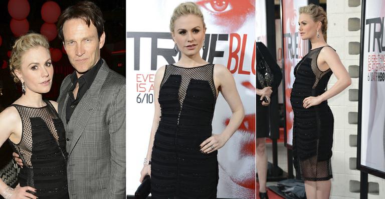 Grávida, Anna Paquin lidera elenco na première de ‘True Blood’