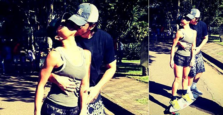 A paixão do casal Sabrina Sato e Fábio Faria durante passeio de skate