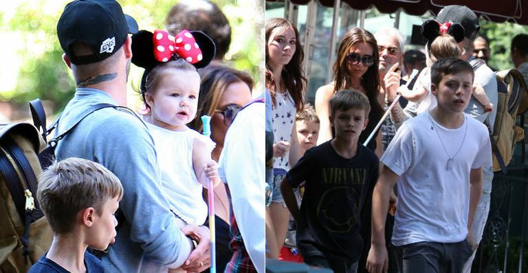 Família Beckham se diverte na Disneylândia; veja fotos