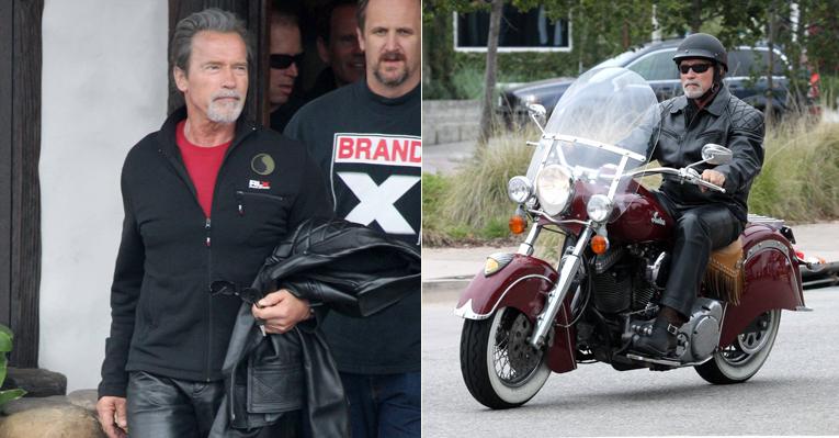 Arnold Schwarzenegger mostra seu estilo motoqueiro