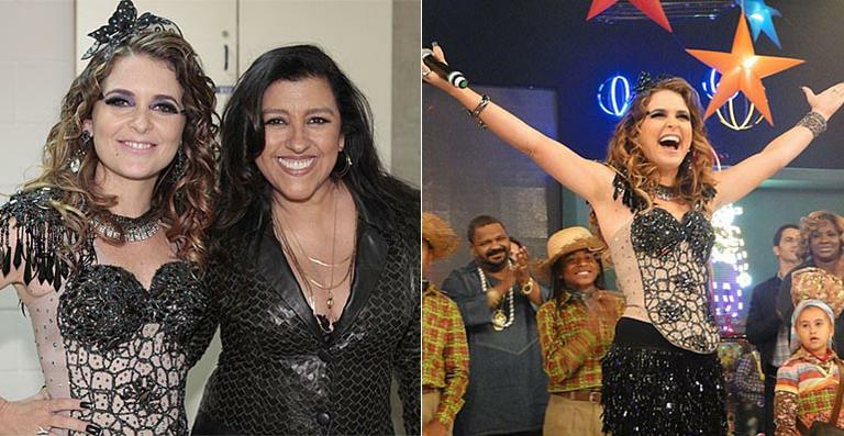 Claudia Abreu grava com Regina Casé no programa ‘Esquenta!’ para cenas de novela