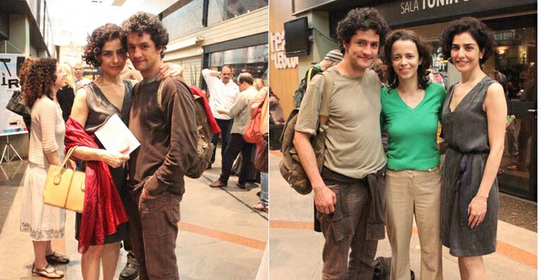 Letícia Sabatella curte a peça ‘Estamira – Beira do Mundo’ com o namorado