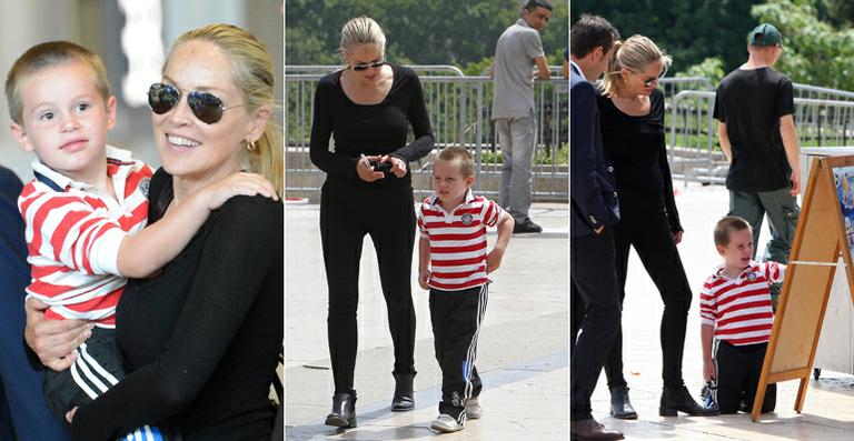 Sharon Stone e filho caçula curtem Paris