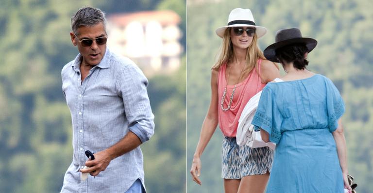 George Clooney passeia de barco com a namorada, Stacy Keibler, e a ex, Karen Duffy