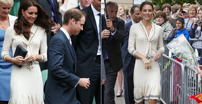 Kate Middleton repete vestido em passeio com príncipe William em Londres