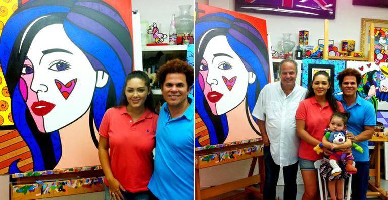 Tânia Mara é retratada por Romero Britto e fica emocionada