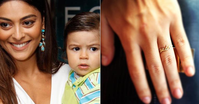 Juliana Paes usa anel com nome do filho Pedro