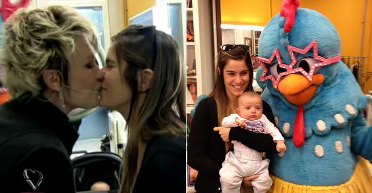 Ana Maria Braga dá selinho na nora e mostra a Galinha Pintadinha ao neto