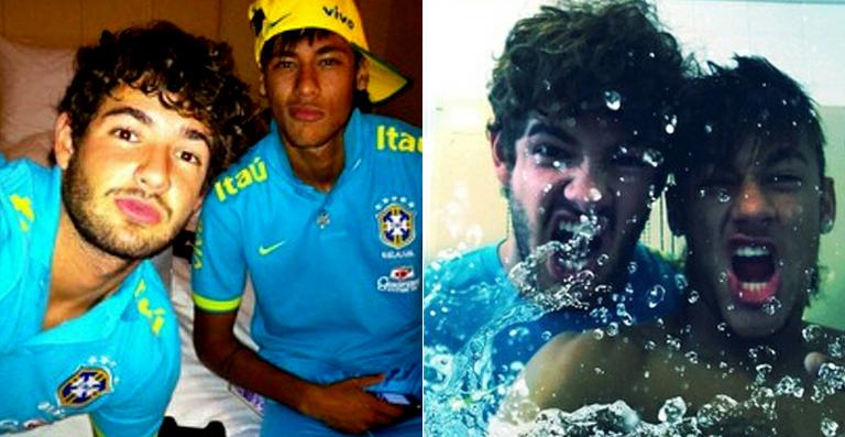 Momento de descontração entre Alexandre Pato e Neymar