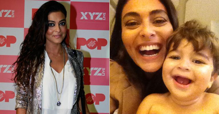 Juliana Paes se diverte com o filho Pedro