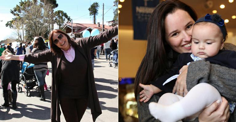 Fafá de Belém e Mariana Belém em passeio de bebês com Laura em Campos do Jordão