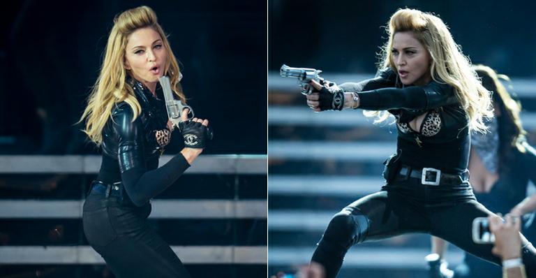 Pistoleira: Madonna brinca com armas em show em Londres