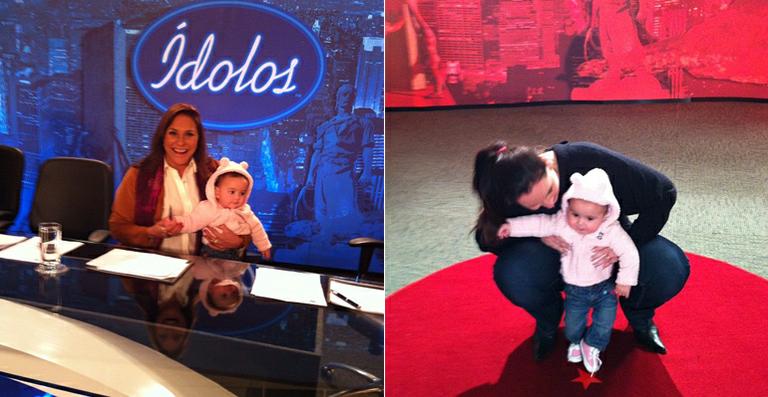 Vovó Fafá de Belém recebe a visita da neta nos bastidores do ‘Ídolos’