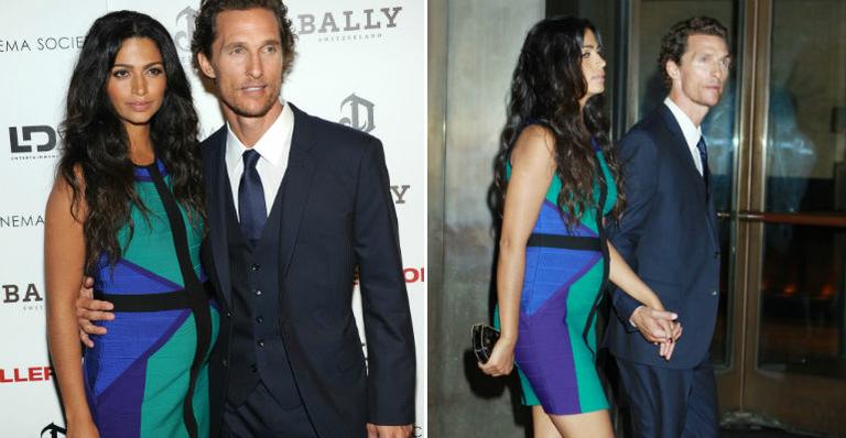 Camila Alves desfila barriguinha de grávida em première