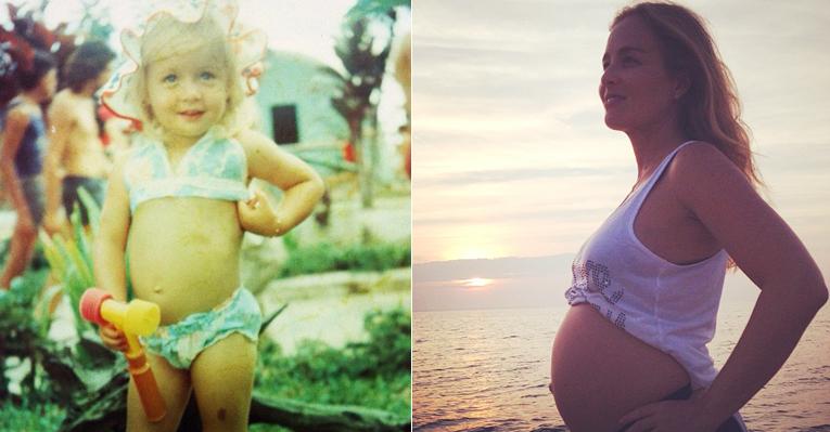 Angélica mostra foto de infância e pensa em sua primeira filha. ‘Será que ela terá uma micropinta também?’