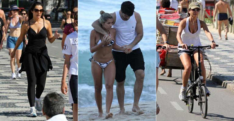 Dia de sol leva os famosos para a orla carioca