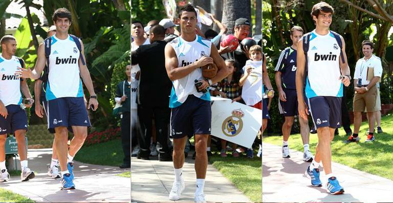 Kaká e Cristiano Ronaldo são tietados em Los Angeles