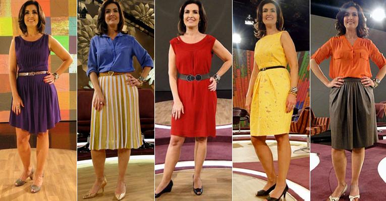 Os looks coloridos de Fátima Bernardes na TV