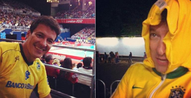 Rodrigo Faro assiste ao jogo de vôlei da seleção brasileira em Londres