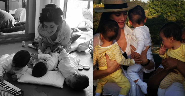 Isabella Fiorentino festeja 1 ano de seus trigêmeos