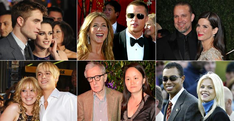 Relembre os triângulos amorosos e as separações conturbadas de Hollywood