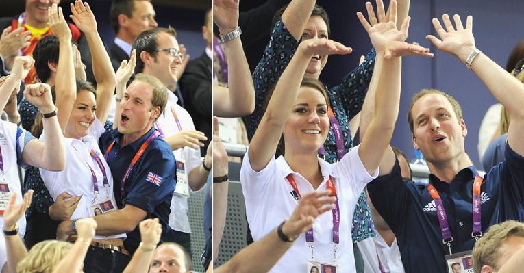 Kate Middleton e Príncipe William namoram na arquibancada do Velódromo de Londres