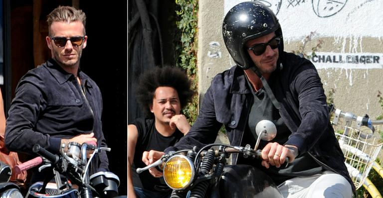 David Beckham passeia com sua moto por Los Angeles