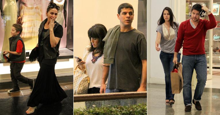 Famosos curtem o domingo no shopping com a família