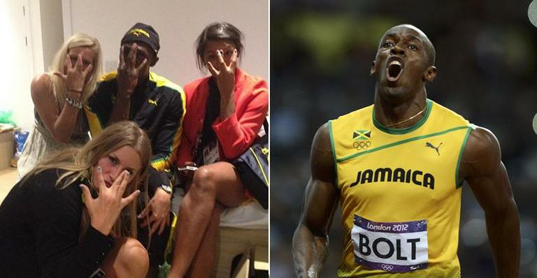 Usain Bolt comemora ouro com amigas