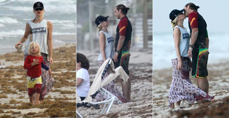 Gwen Stefani curte família em praia dos Estados Unidos