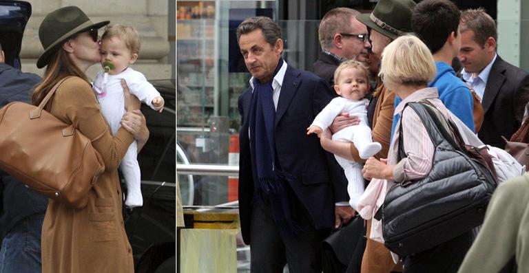 Filha de Nicolas Sarkozy tem rostinho fotografado pela primeira vez