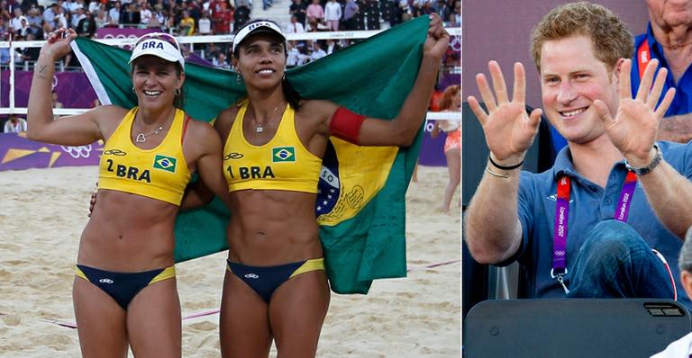 Príncipe Harry aplaude a dupla brasileira Larissa e Juliana pelo bronze no vôlei de praia
