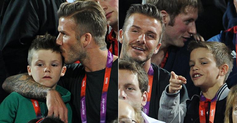 David Beckham leva Brooklyn, Romeo e Cruz à final olímpica do vôlei de praia em Londres