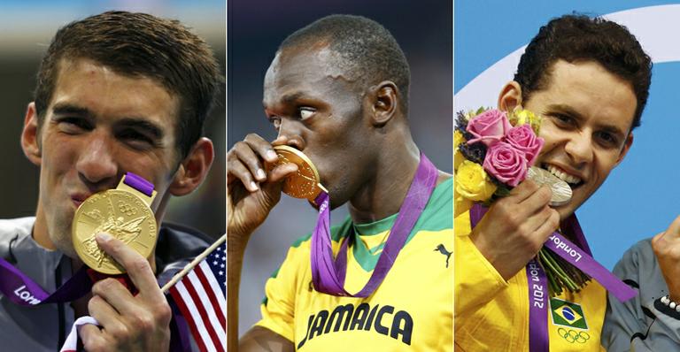 Atletas mordem e beijam suas medalhas