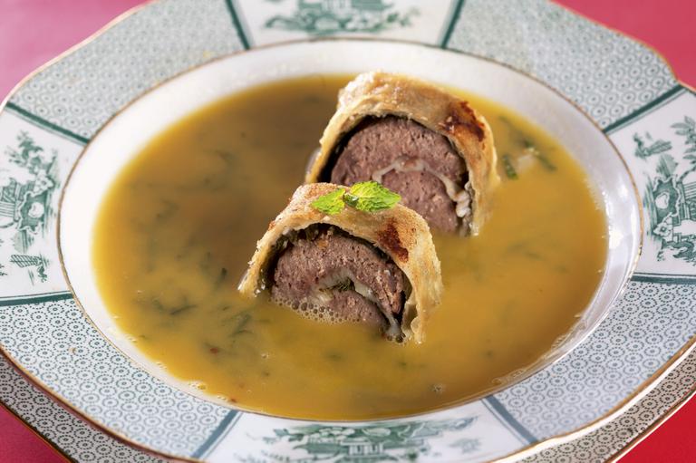 Croquete em infusão de hortelã e mel