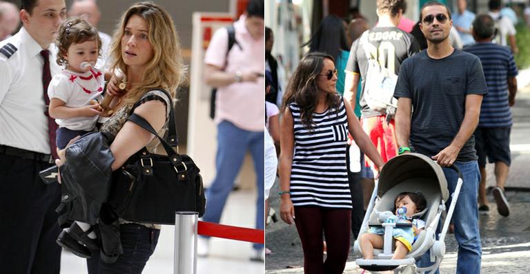 A doce rotina familiar dos atores Letícia Spiller e Ricardo Pereira e seus respectivos bebês