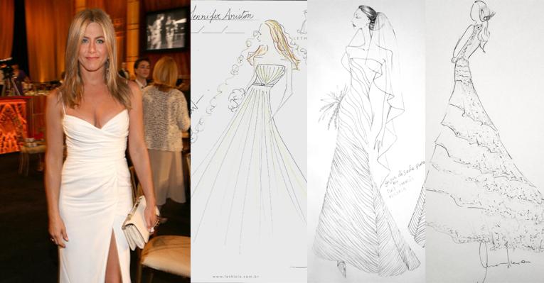 Estilistas sugerem vestidos de noiva para Jennifer Aniston