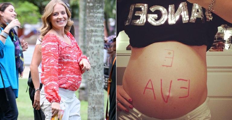 Grávida de cerca de 7 meses, Angélica mostra o barrigão em rede social