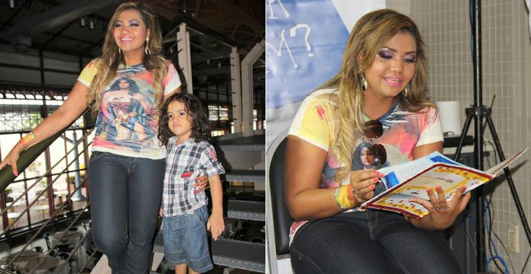 Gaby Amarantos leva o filho para projeto de leitura no Pará