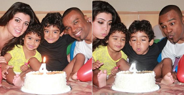 Alexandre Pires comemora o aniversário do filho em quarto de hotel