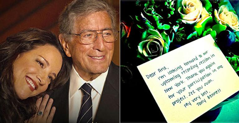 Ana Carolina grava com Tony Bennett em Nova York e ganha flores com bilhetinho do artista