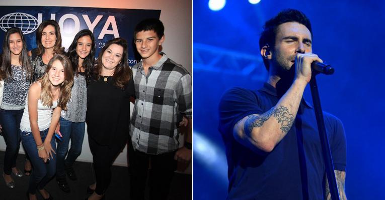 Fátima Bernardes vai com os filhos ao show do grupo Maroon 5