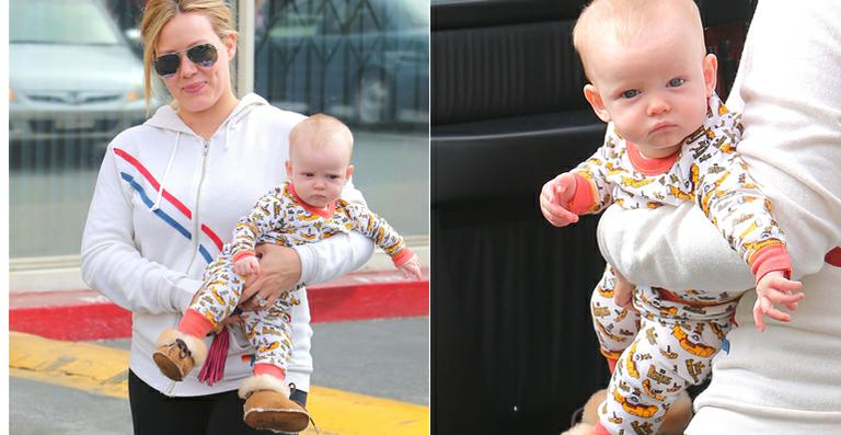 Com meses de vida, filho de Hilary Duff já esbanja estilo durante passeio com a mãe