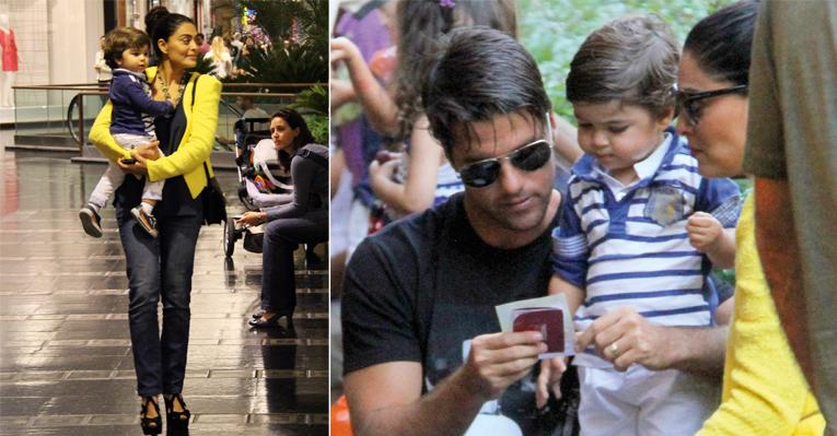 Juliana Paes passeia com o filho Pedro em shopping
