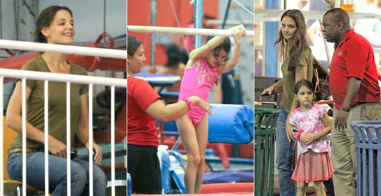 Incentivada pela mãe coruja, Suri Cruise pratica ginástica artística