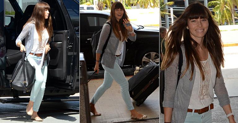 Jessica Biel visita o amado Justin Timberlake durante filmagens em Porto Rico