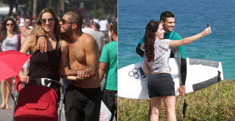 Famosos como Luana Piovani e Cauã Reymond aproveitam o domingo na praia