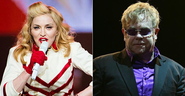 Apesar das desavenças, Madonna e Elton John conversam e se abraçam em restaurante
