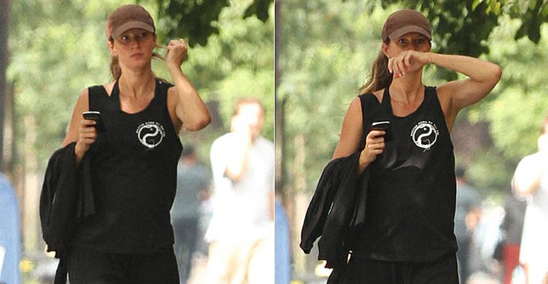 Grávida, Gisele Bündchen faz caminhada sozinha em Boston